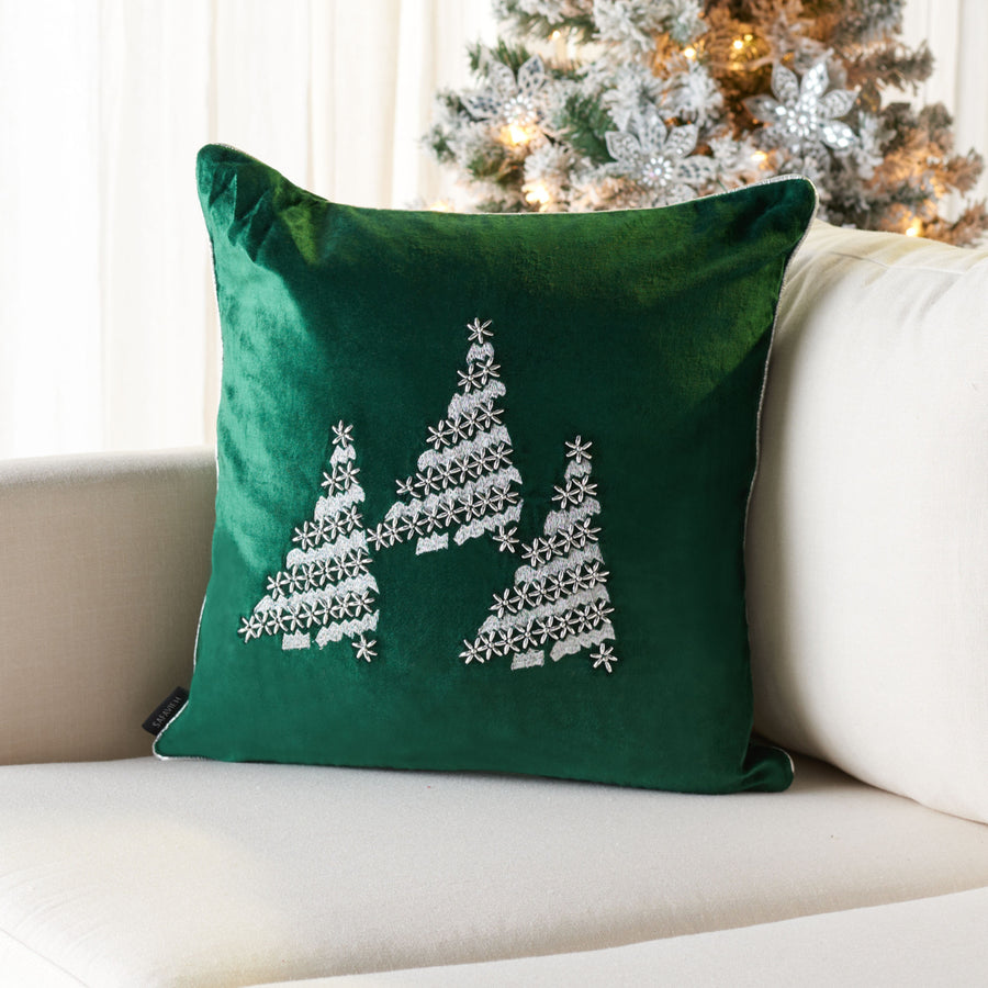 SAFAVIEH Winter Tree Pillow Green / Silver Image 1