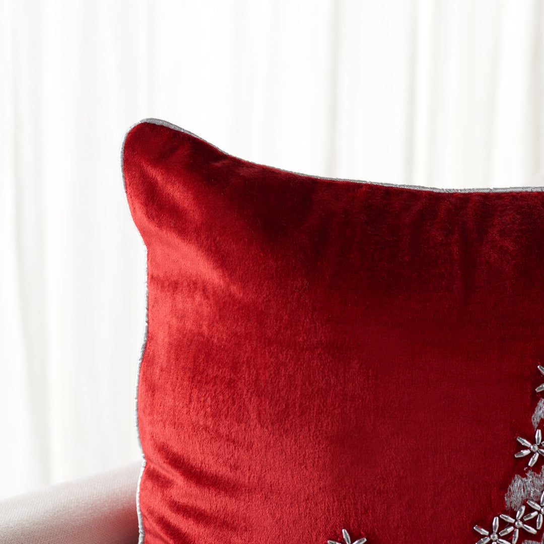 SAFAVIEH Winter Tree Pillow Red / Silver Image 1