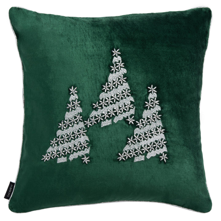 SAFAVIEH Winter Tree Pillow Green / Silver Image 2