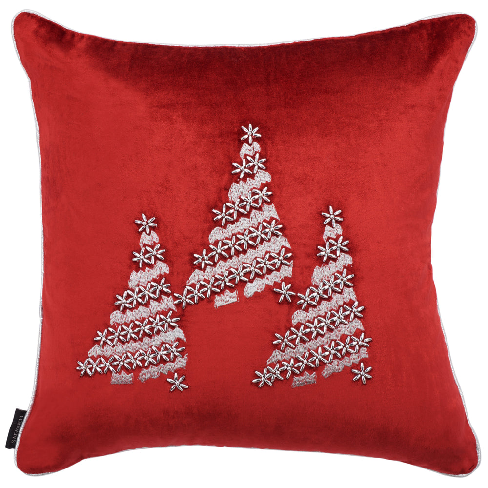 SAFAVIEH Winter Tree Pillow Red / Silver Image 2