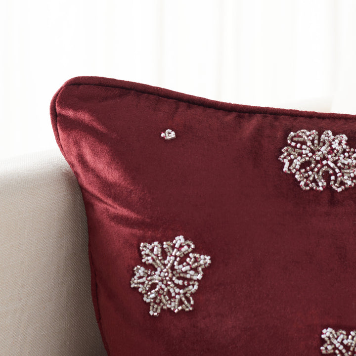 SAFAVIEH Falling Snow Pillow Maroon Image 1