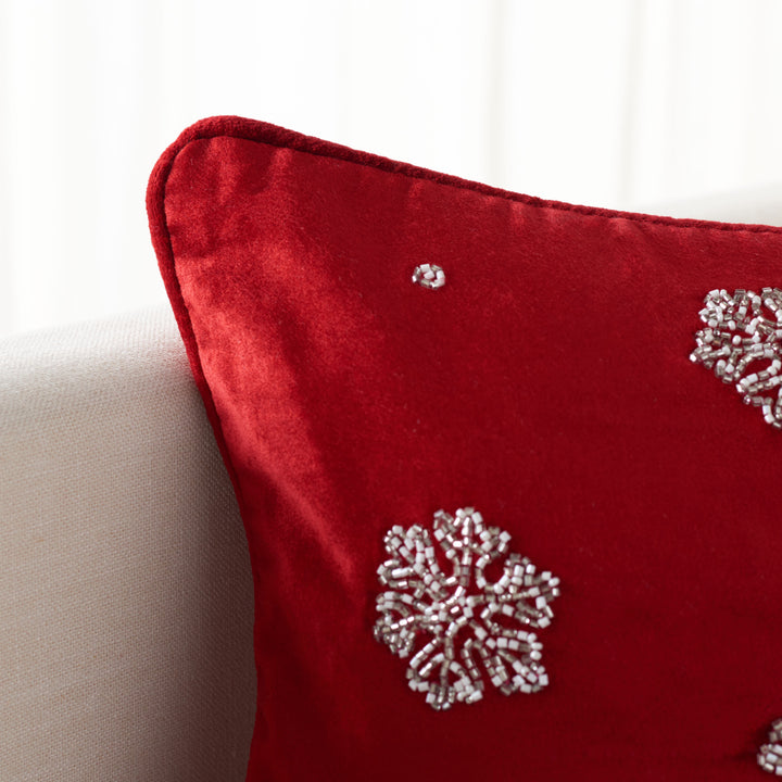 SAFAVIEH Falling Snow Pillow Red Image 1