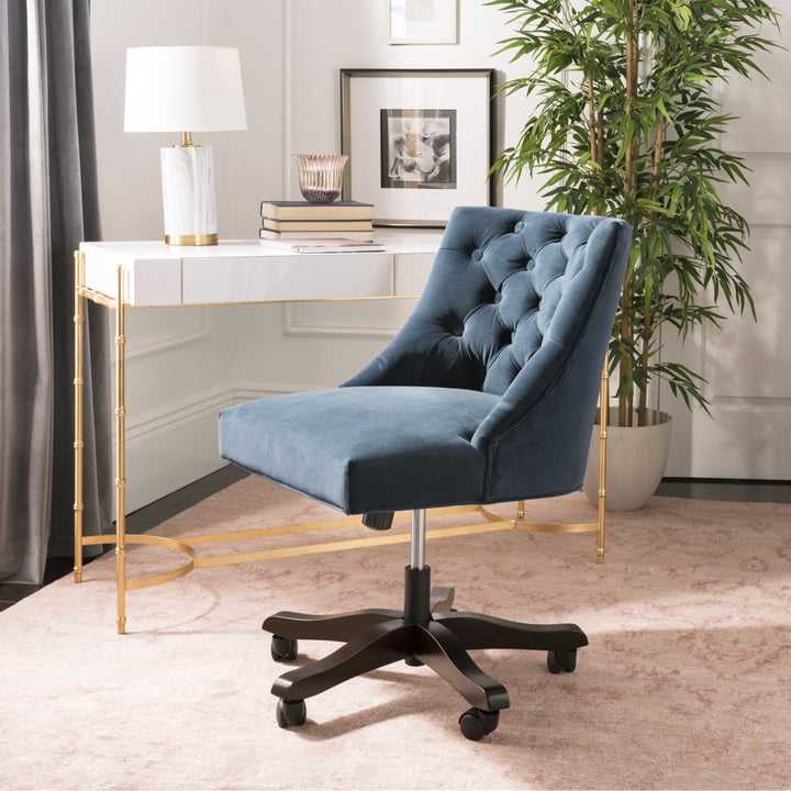 SAFAVIEH Soho Tufted Velvet Swivel Desk Chair Navy Image 1