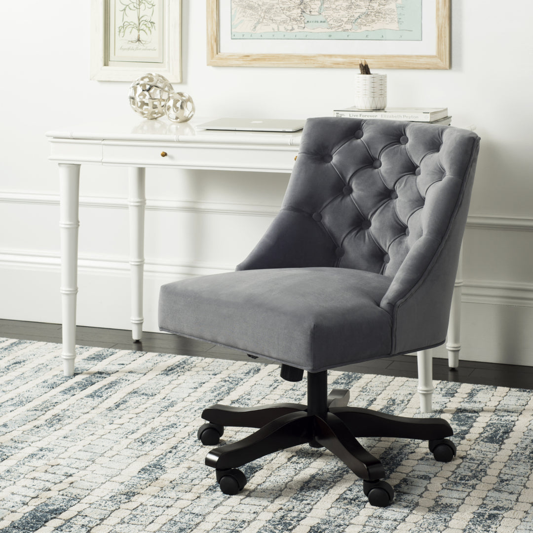 SAFAVIEH Soho Tufted Velvet Swivel Desk Chair Grey Image 1