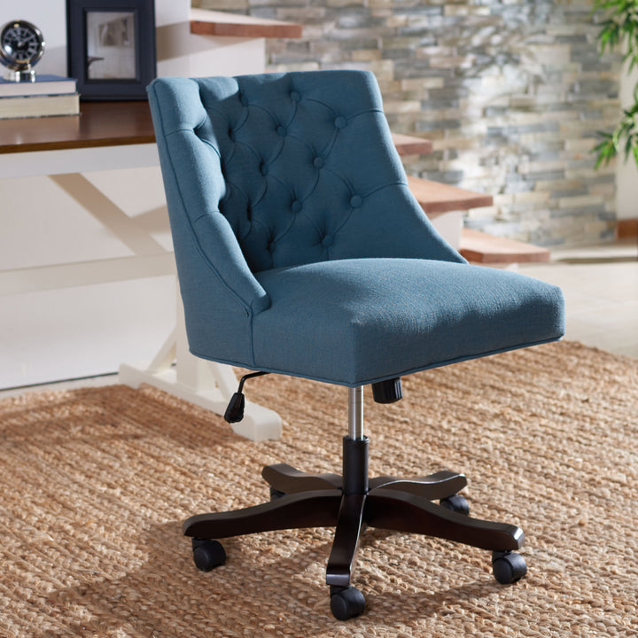 SAFAVIEH Soho Tufted Linen Swivel Desk Chair Navy Image 1