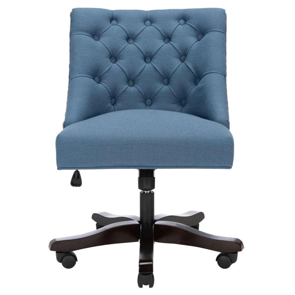 SAFAVIEH Soho Tufted Linen Swivel Desk Chair Navy Image 2