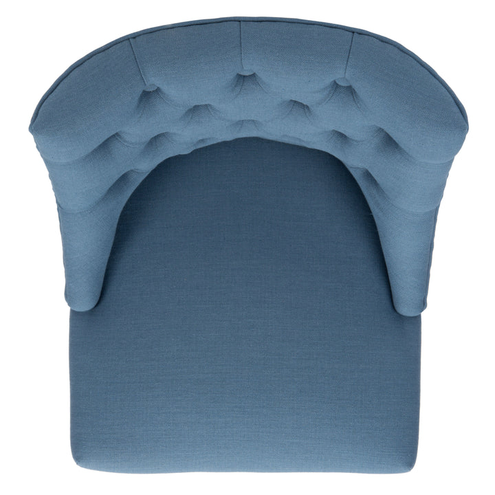 SAFAVIEH Soho Tufted Linen Swivel Desk Chair Navy Image 4