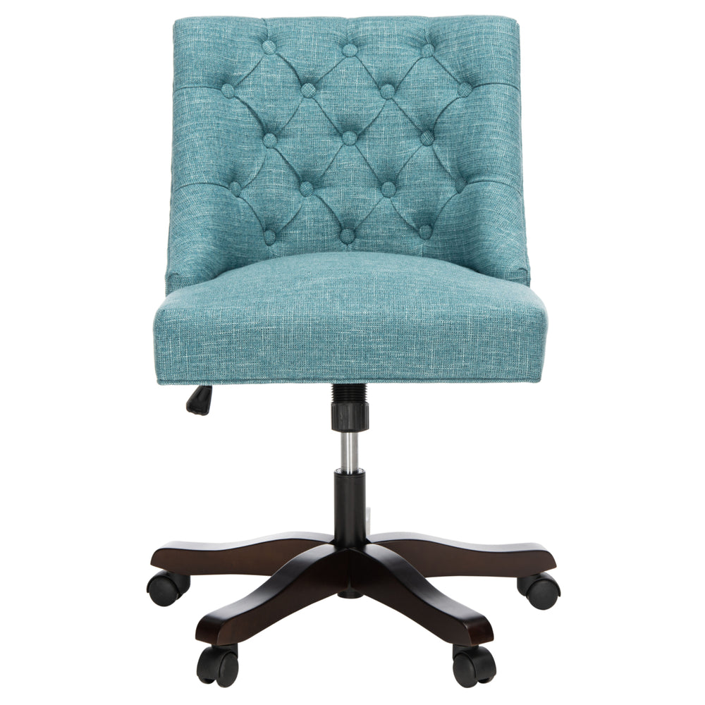 SAFAVIEH Soho Tufted Linen Swivel Desk Chair Light Blue Image 2