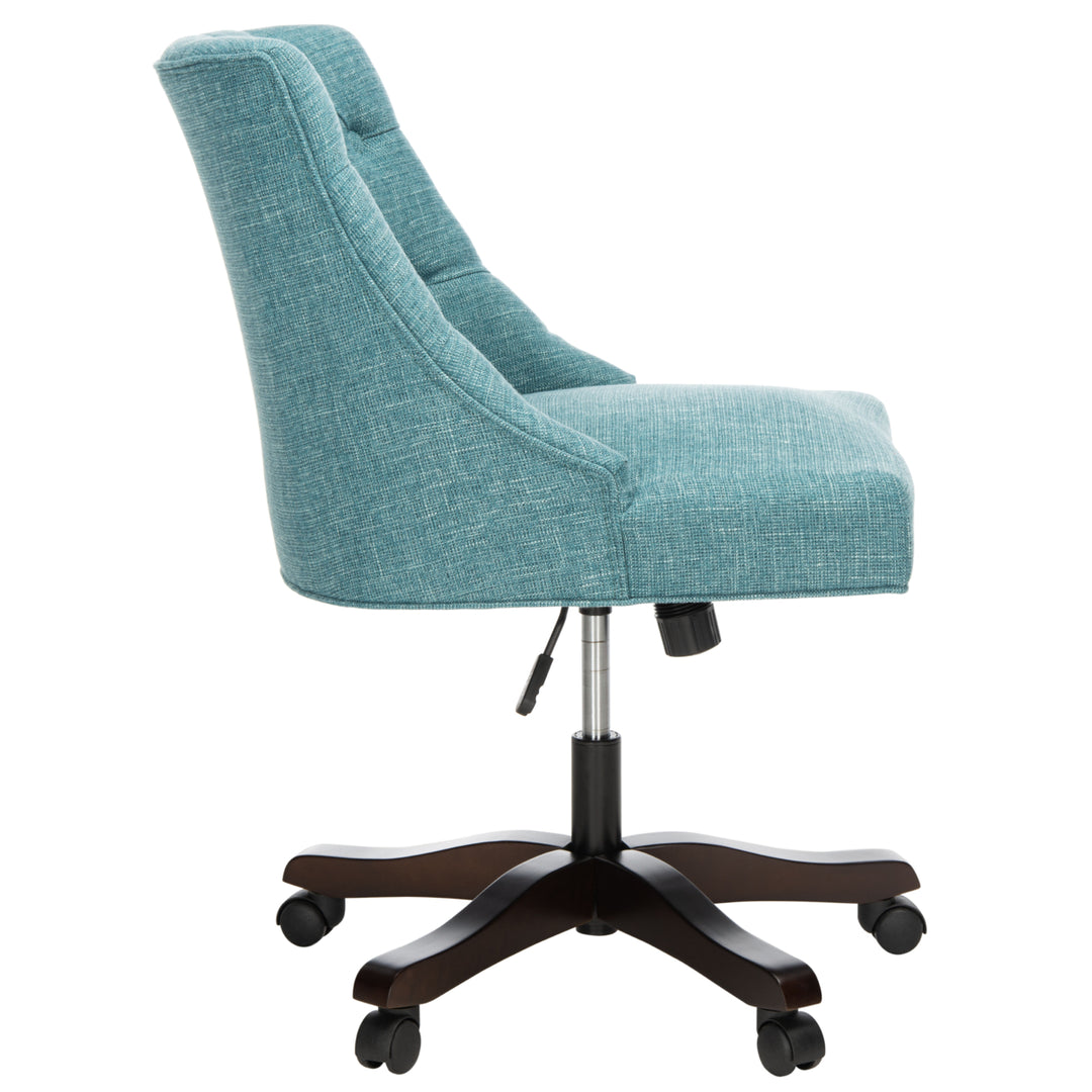 SAFAVIEH Soho Tufted Linen Swivel Desk Chair Light Blue Image 3