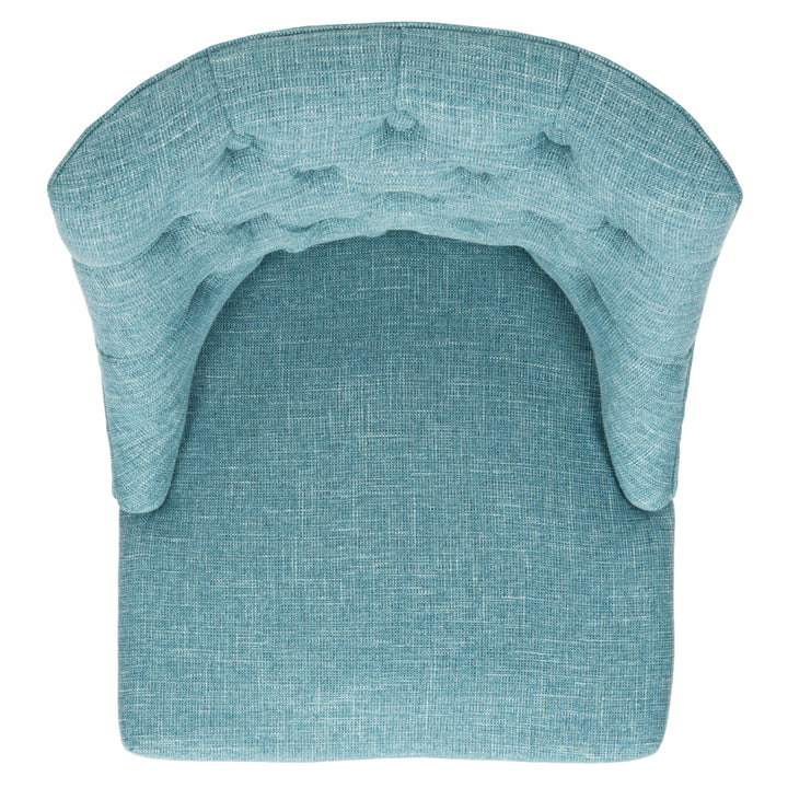 SAFAVIEH Soho Tufted Linen Swivel Desk Chair Light Blue Image 4