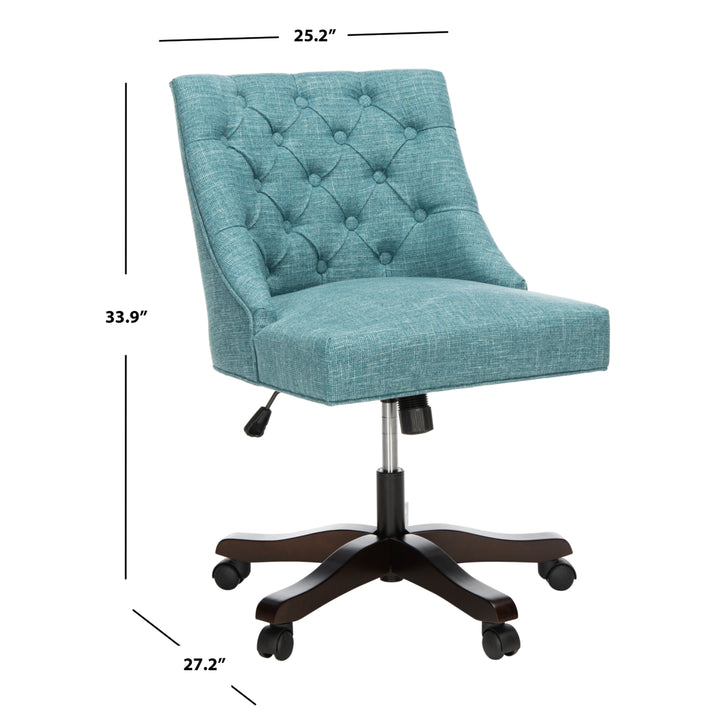 SAFAVIEH Soho Tufted Linen Swivel Desk Chair Light Blue Image 5