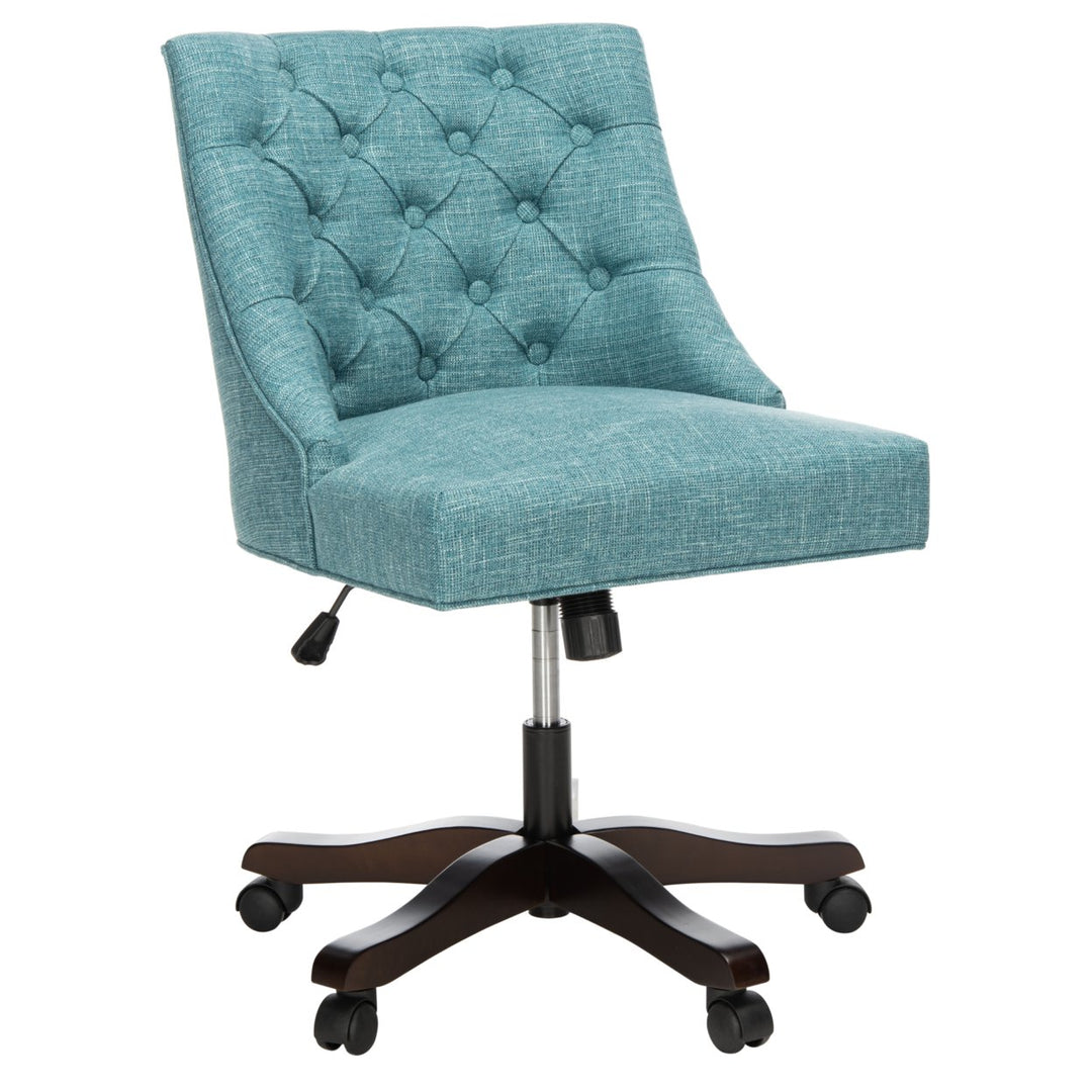 SAFAVIEH Soho Tufted Linen Swivel Desk Chair Light Blue Image 9