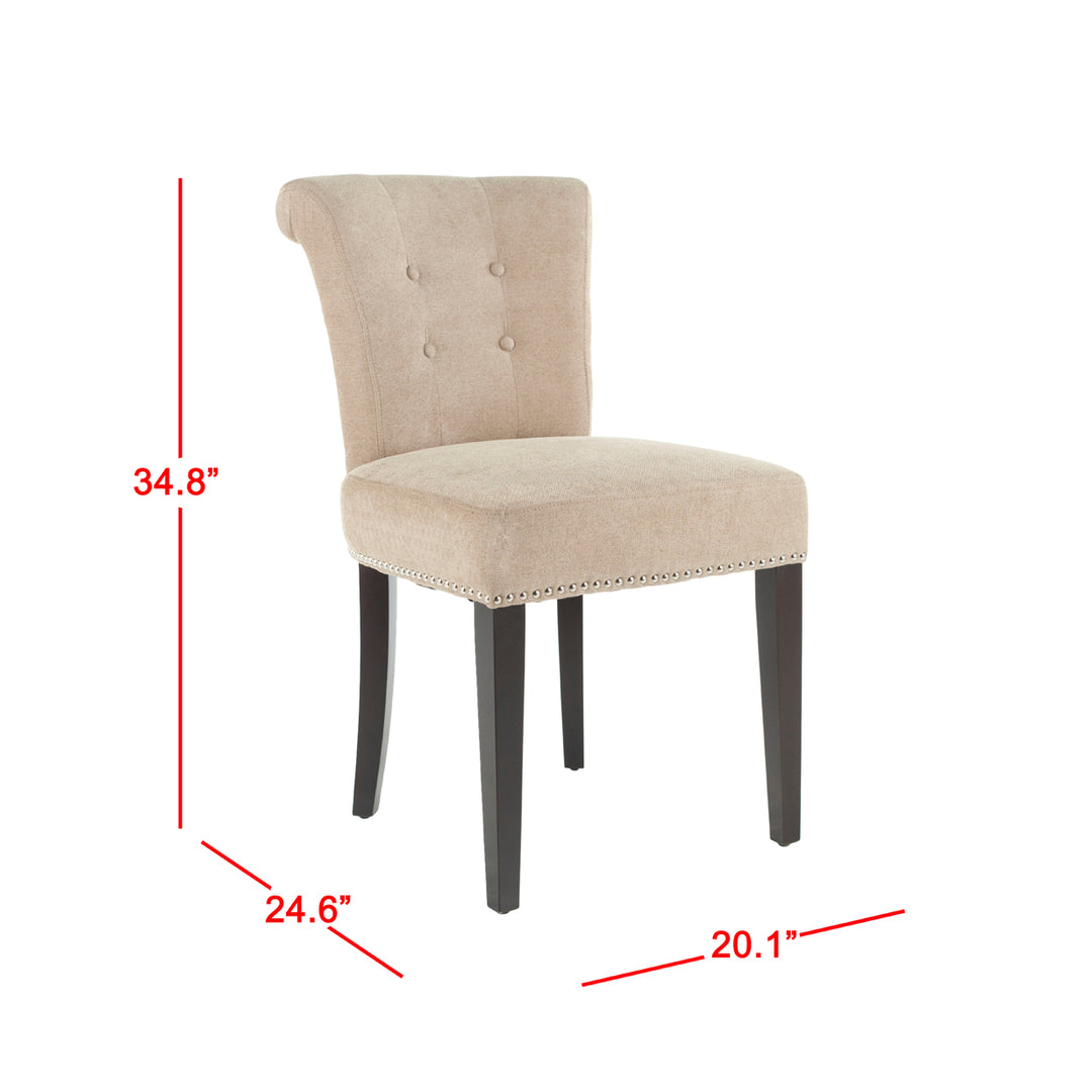 SAFAVIEH Sinclaire 21H KD Side Chair Set of 2 Silver Nail Head Wheat / Espresso Image 4