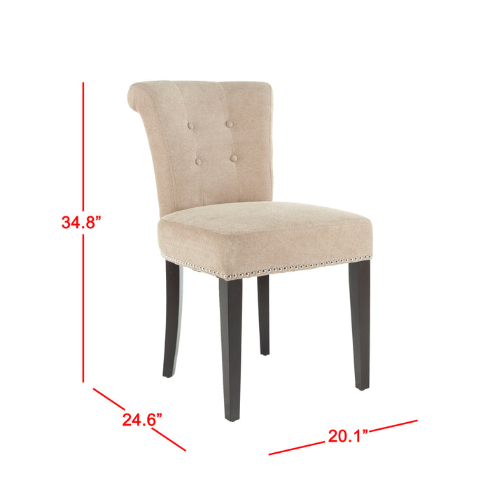 SAFAVIEH Sinclaire 21H KD Side Chair Set of 2 Silver Nail Head Wheat / Espresso Image 4