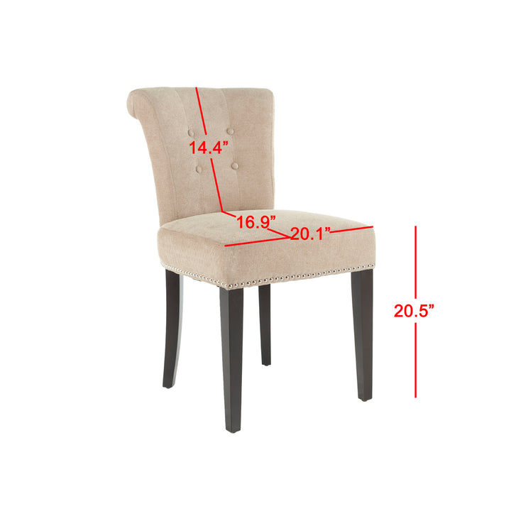 SAFAVIEH Sinclaire 21H KD Side Chair Set of 2 Silver Nail Head Wheat / Espresso Image 5