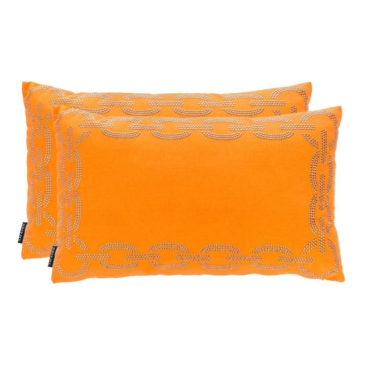 SAFAVIEH Sibine Pillow Set of 2 Orange Image 7