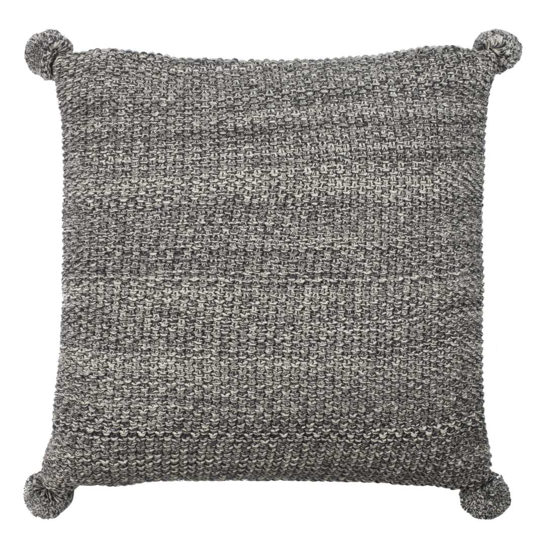 SAFAVIEH Pom Pom Knit Pillow Dark Grey / Natural Image 3