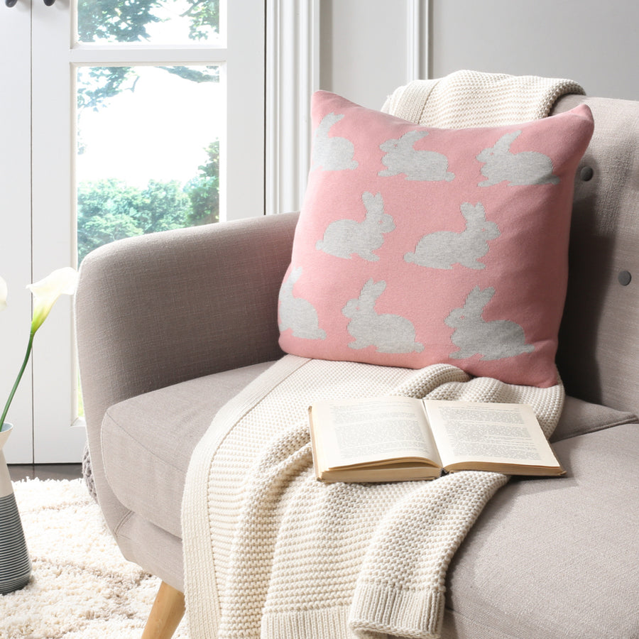 SAFAVIEH Bunny Hop Knit Pillow Pink / Grey Image 1