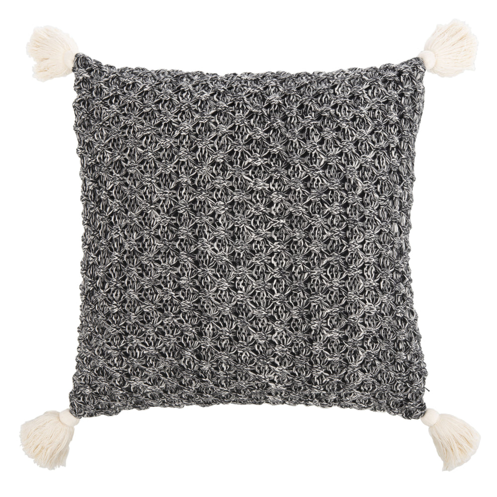 SAFAVIEH Pennie Knit Tassel Pillow Black / Natural Image 2