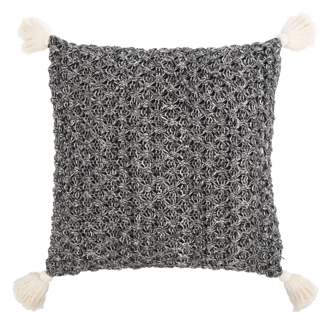 SAFAVIEH Pennie Knit Tassel Pillow Black / Natural Image 2