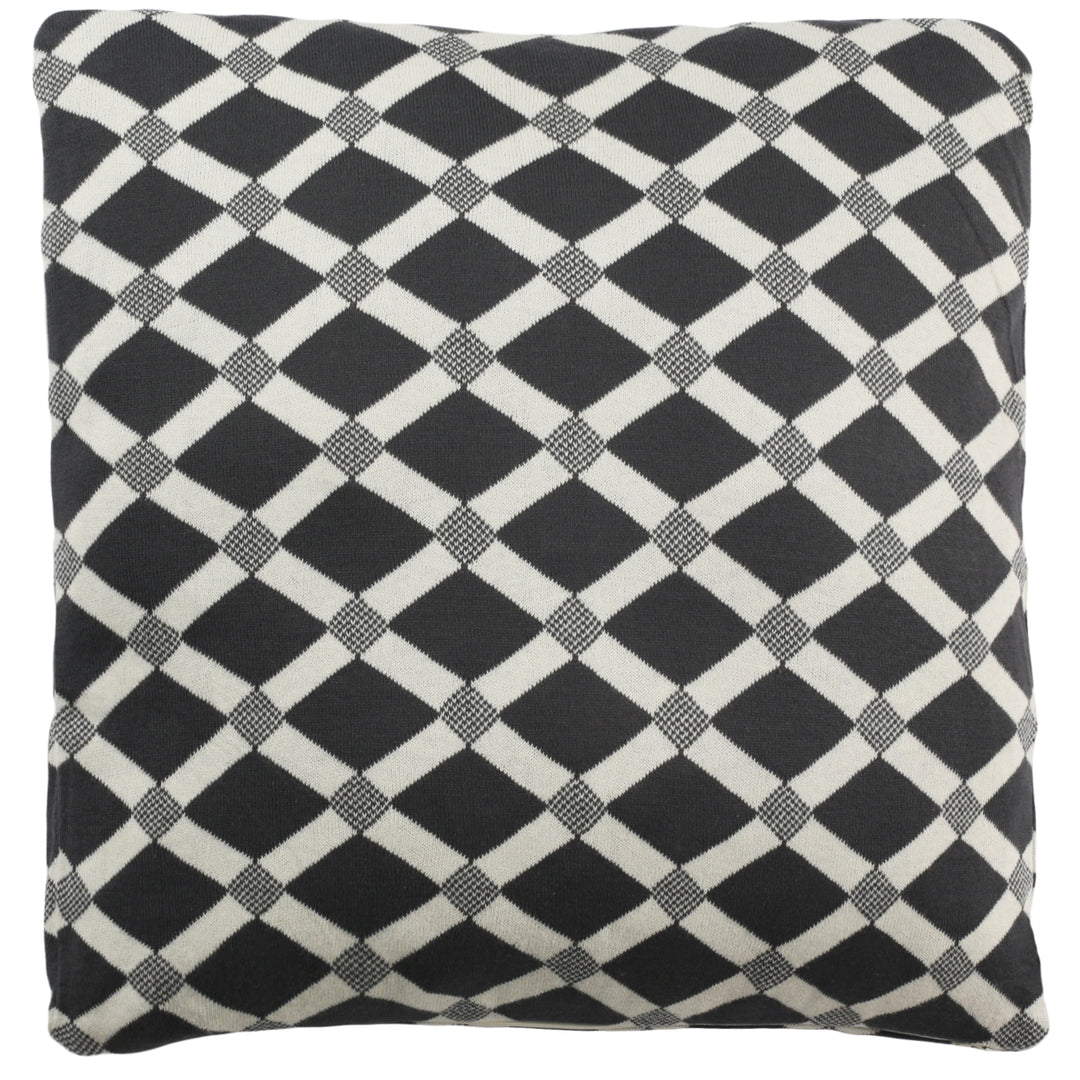 SAFAVIEH Diamond Knit Pillow Dark Grey / Natural Image 2