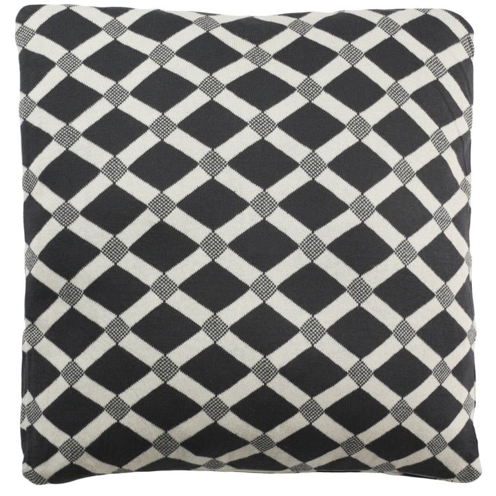 SAFAVIEH Diamond Knit Pillow Dark Grey / Natural Image 3