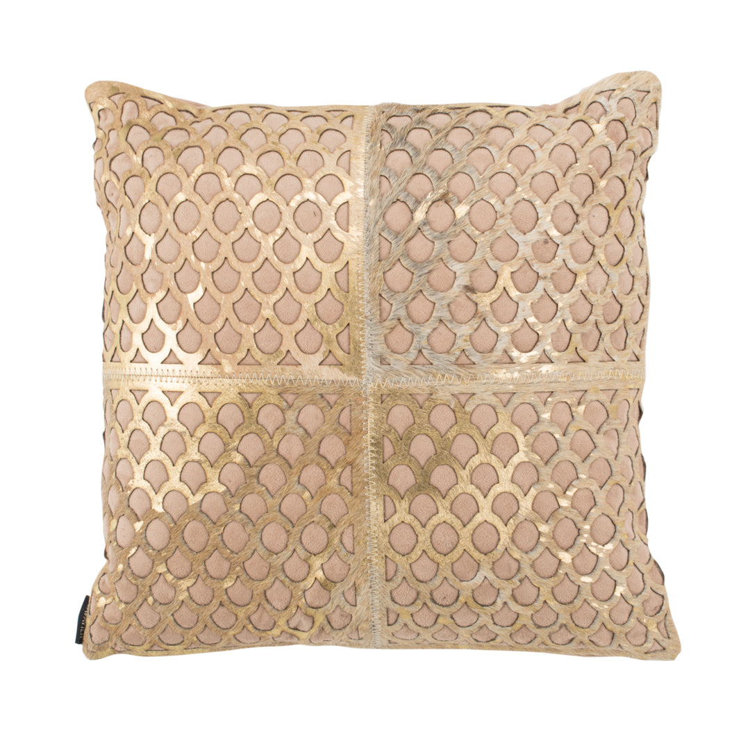 SAFAVIEH Metallic Fin Cowhide Pillow Gold / Beige Image 3