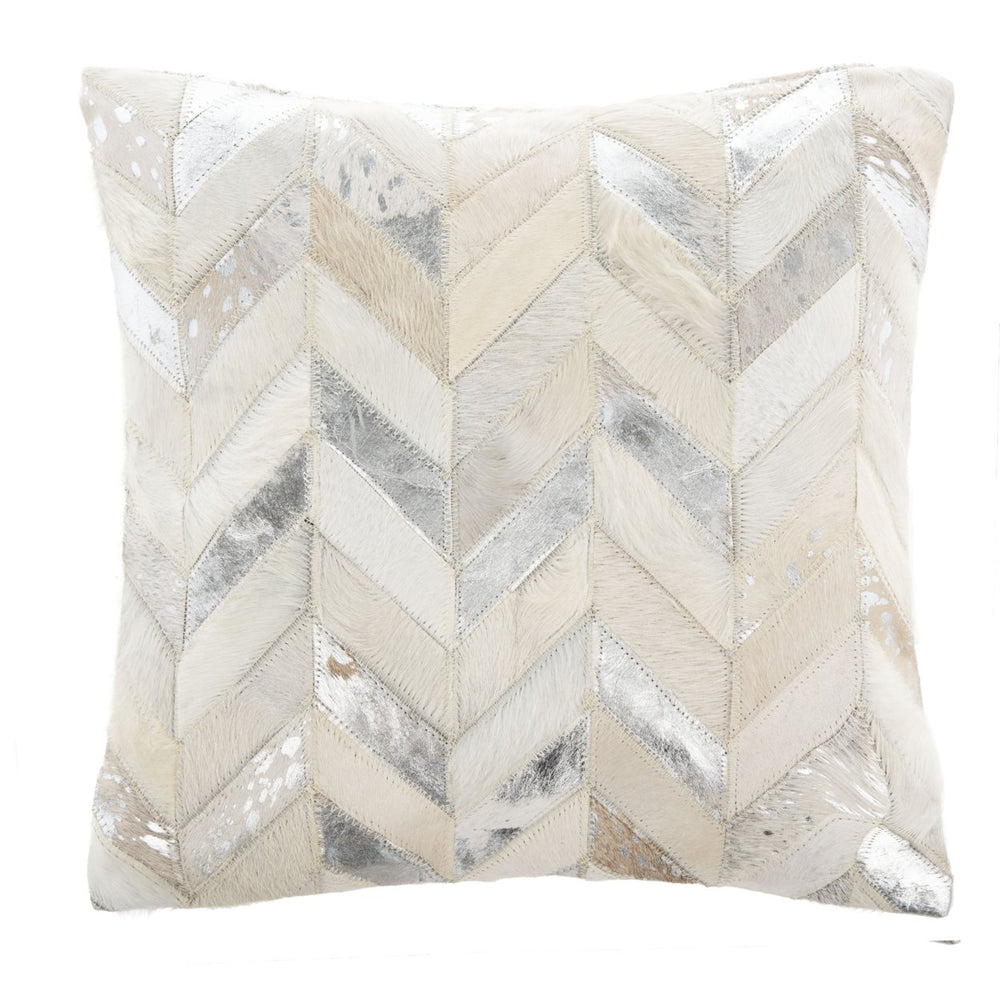 SAFAVIEH Brea Metallic Cowhide Pillow Silver Image 2