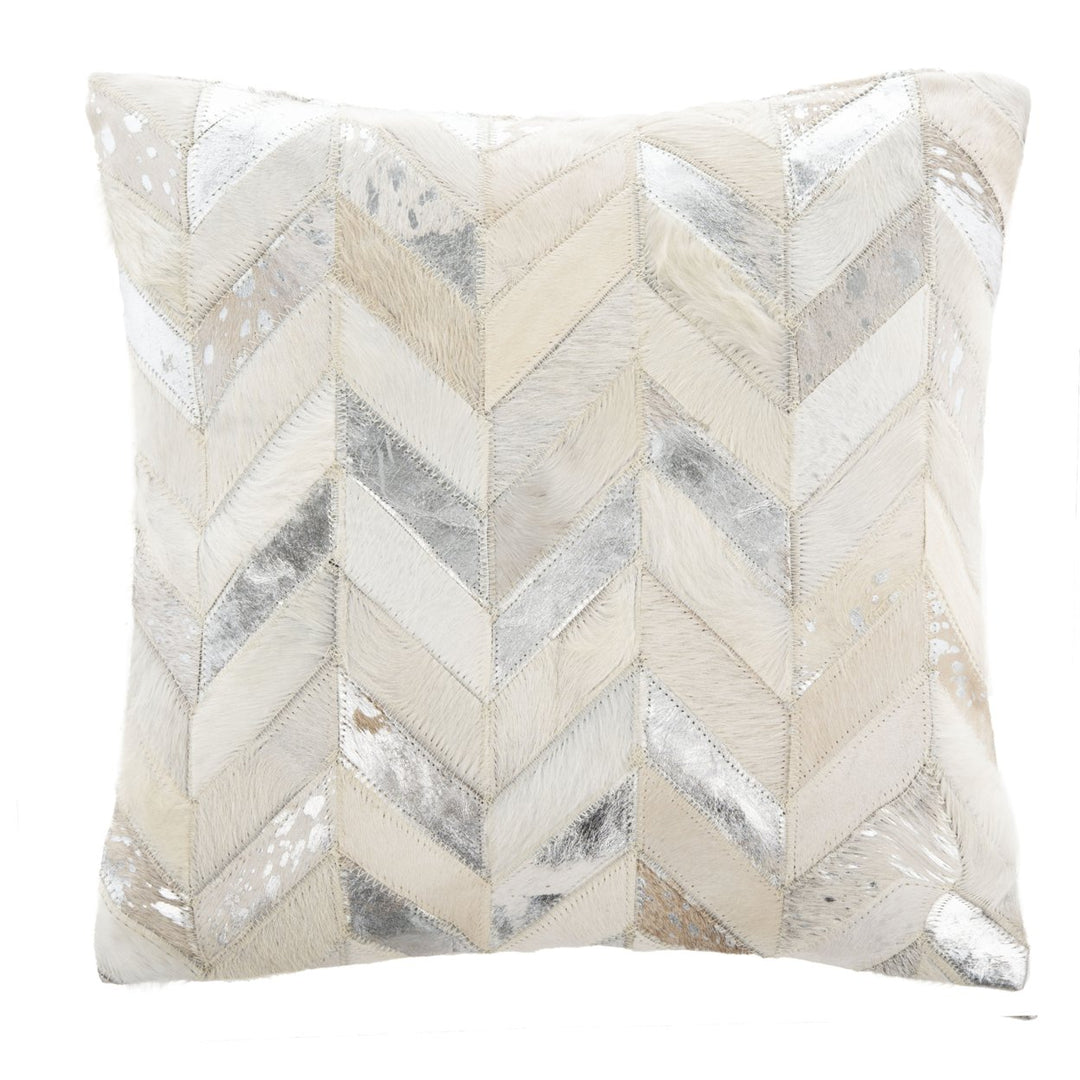 SAFAVIEH Brea Metallic Cowhide Pillow Silver Image 2