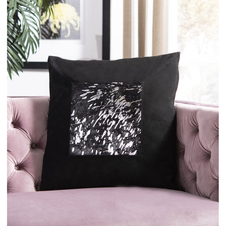 SAFAVIEH Sonoma Metallic Cowhide 20" x 20" Pillow Black Image 2