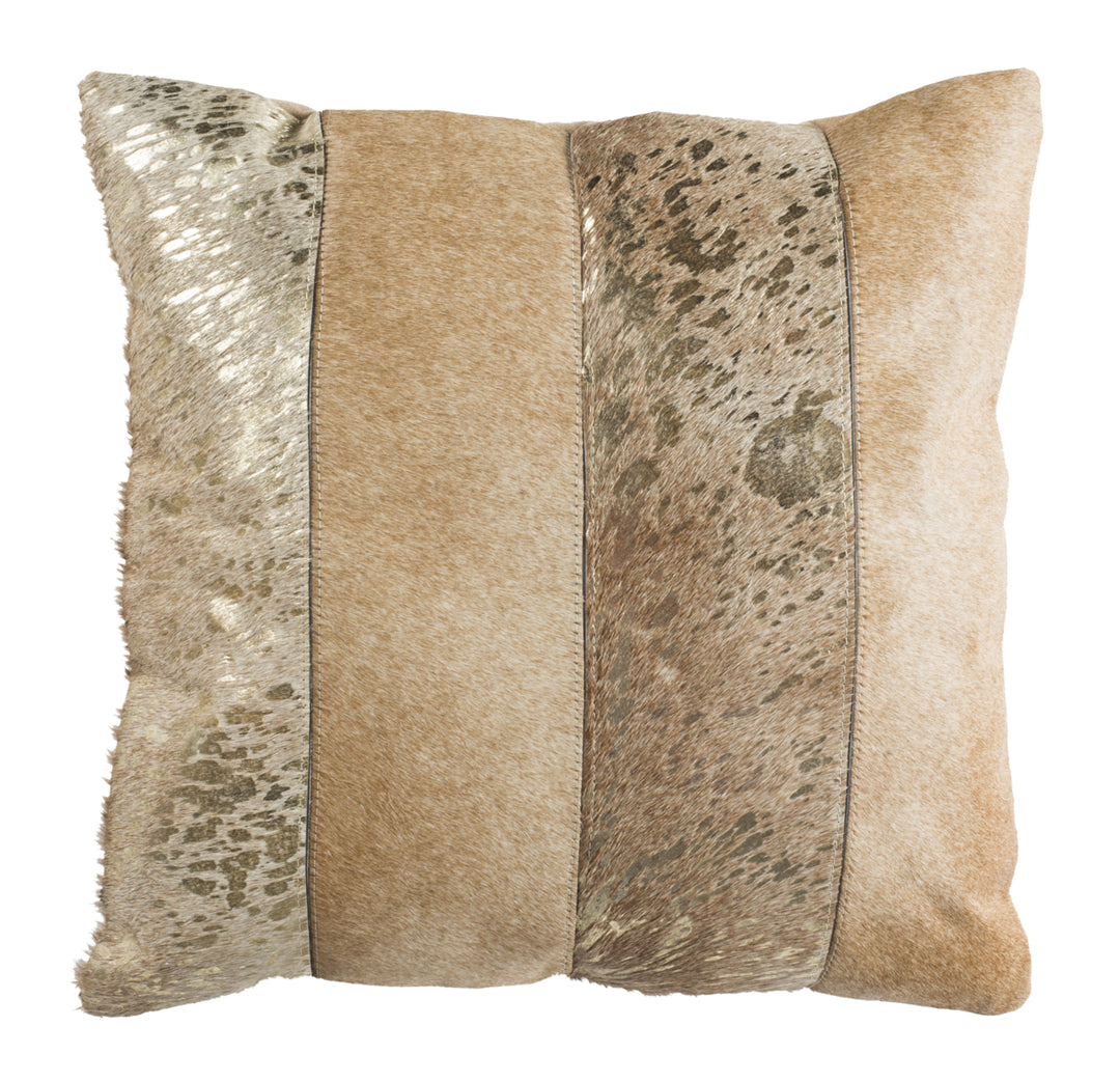 SAFAVIEH Blair Metallic Cowhide 20" x 20" Pillow Beige Image 2