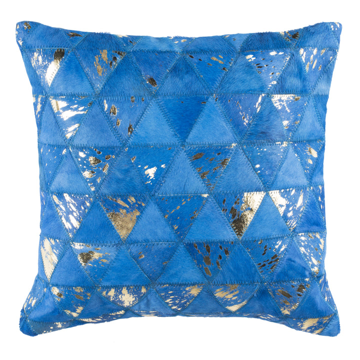 SAFAVIEH Clairton Metallic Cowhide 20" x 20" Pillow Blue Image 3