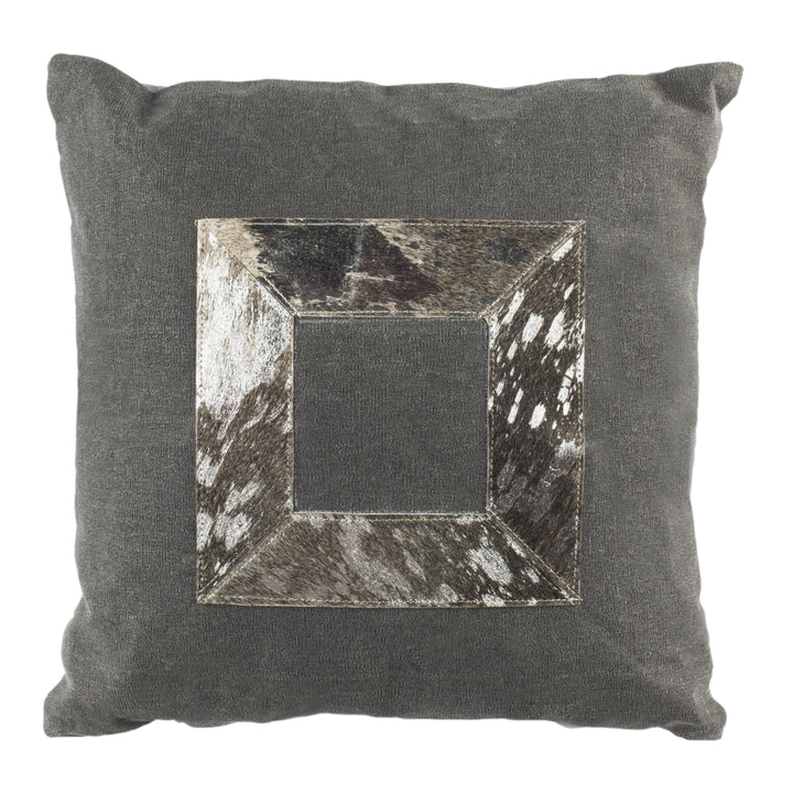 SAFAVIEH Grayer Metallic Cowhide 20" x 20" Pillow Grey Image 2