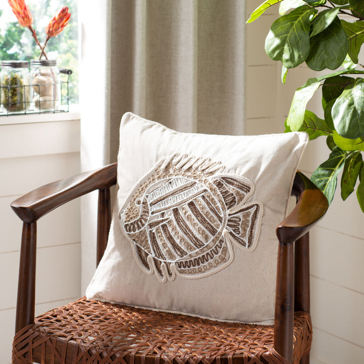 SAFAVIEH Felina Fish Pillow Natural Image 1