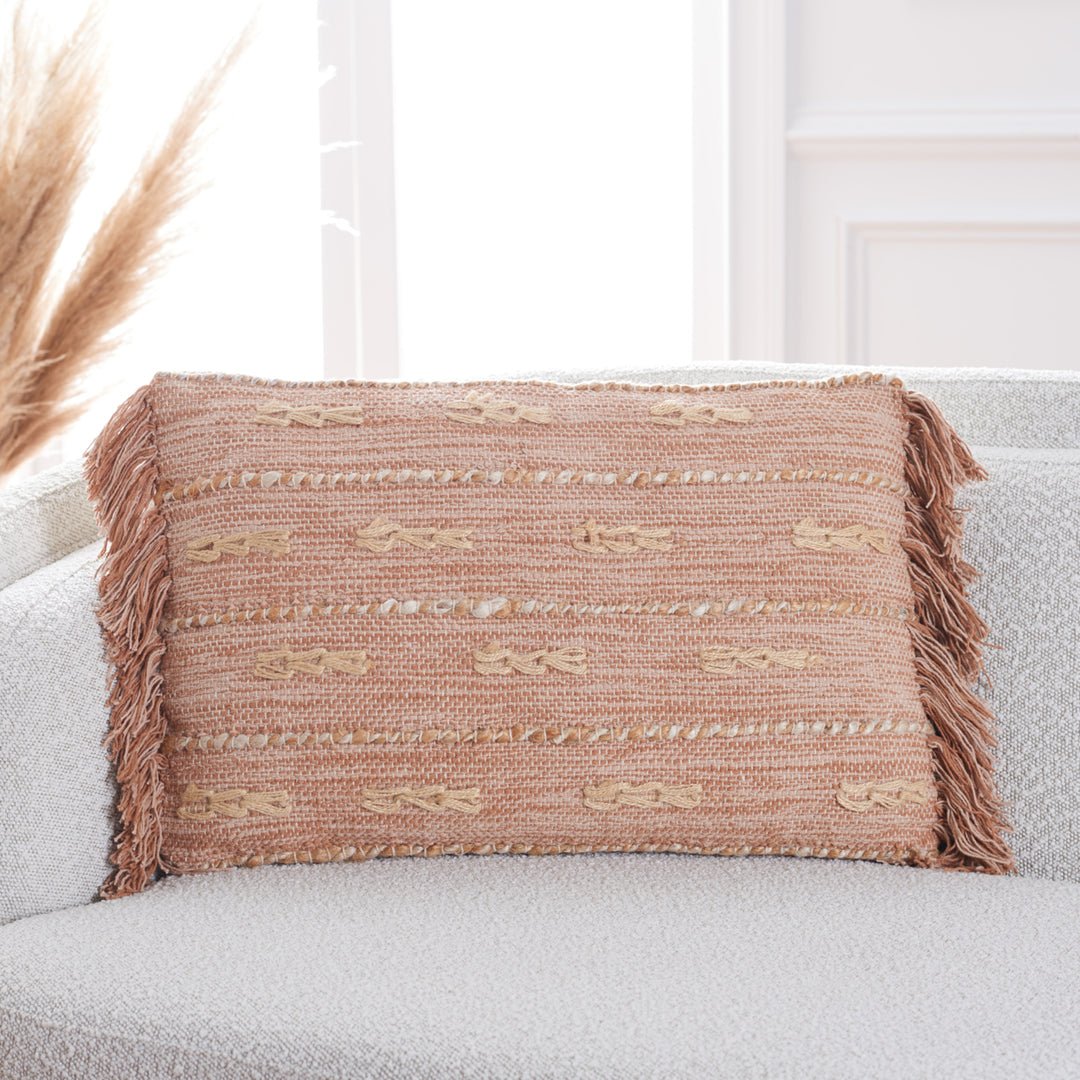 SAFAVIEH Janine Pillow Orange / Beige Image 1