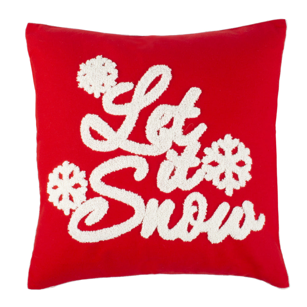 SAFAVIEH Let It Snow Pillow Red / White Image 2