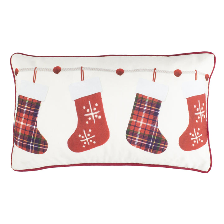SAFAVIEH Holly Jolly Pillow Red / White Image 2