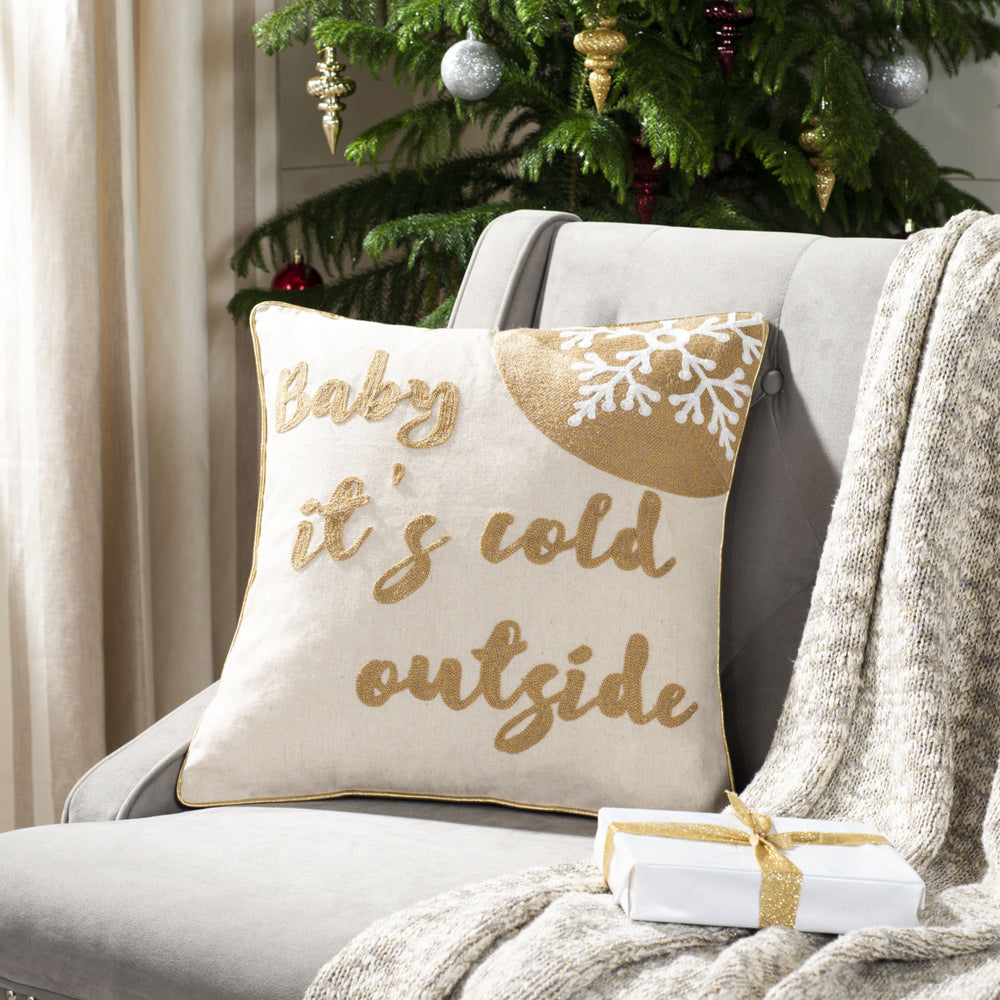 SAFAVIEH Cold Outside Pillow Beige / Gold Image 2