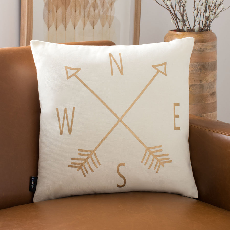 SAFAVIEH Compass Pillow Beige / Gold Image 1