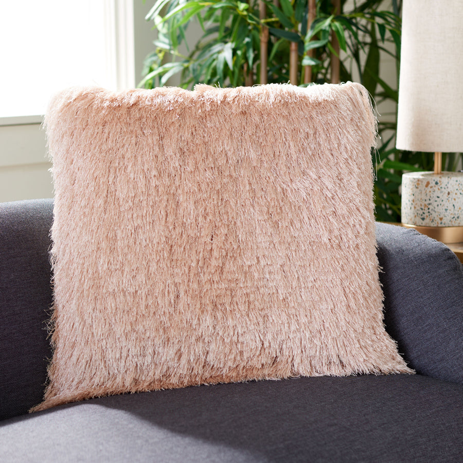 SAFAVIEH Cali Shag Pillow Blush Image 1