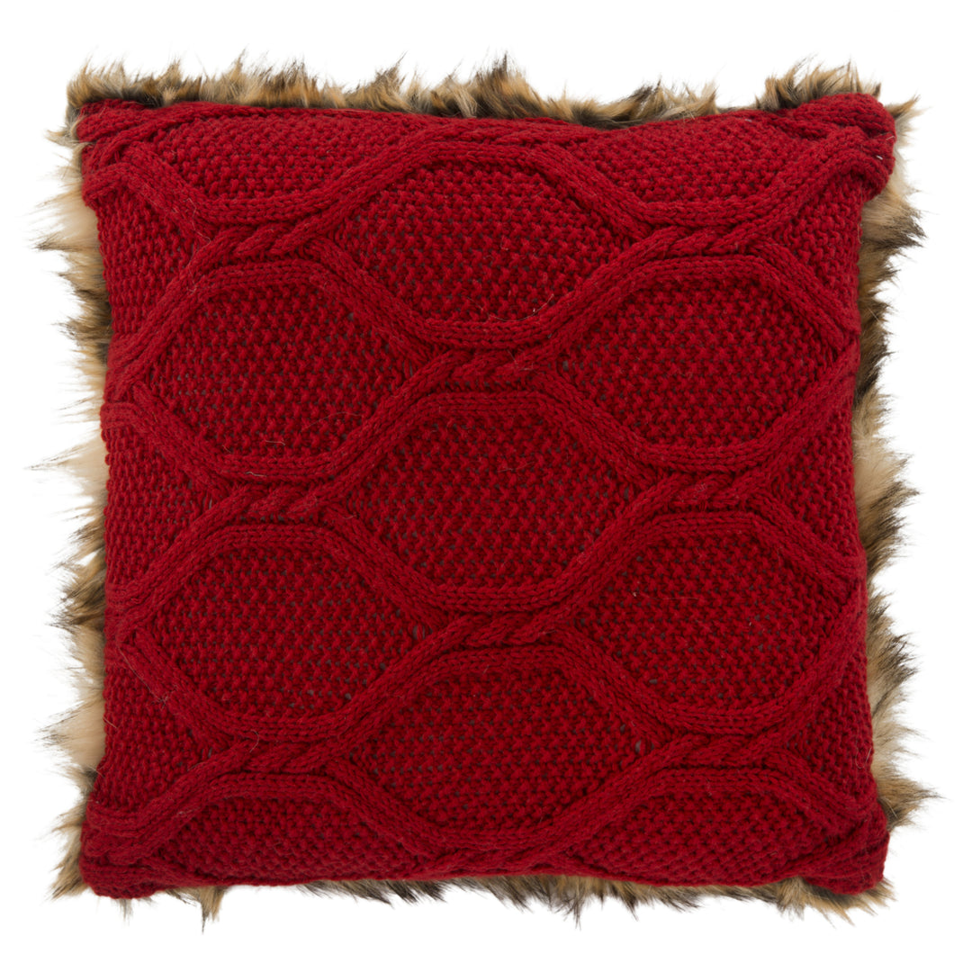 SAFAVIEH Luccia Faux faux Pillow Red Image 1