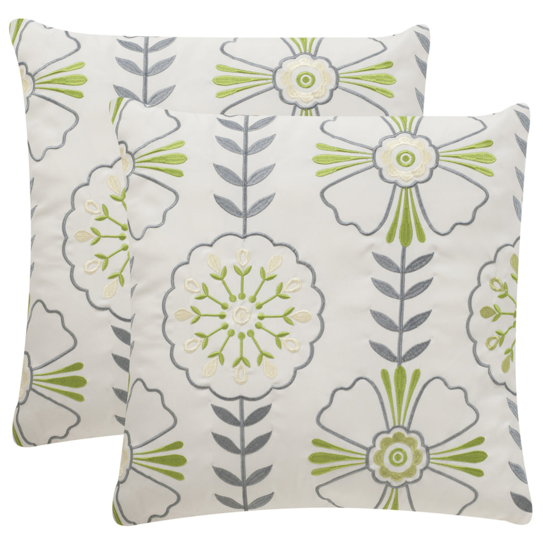 SAFAVIEH Flower Power Pillow Set of 2 Sweet Green / Cream Image 1