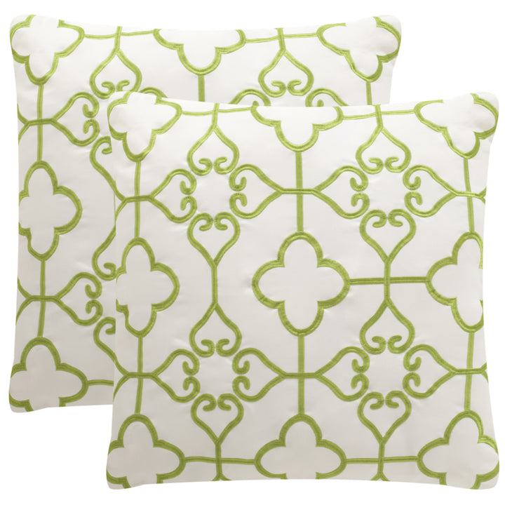 SAFAVIEH Nadia Pillow Set of 2 Sweet Green / Cream Image 1