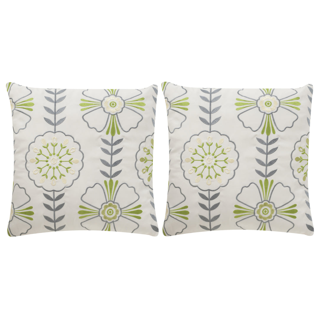 SAFAVIEH Flower Power Pillow Set of 2 Sweet Green / Cream Image 2