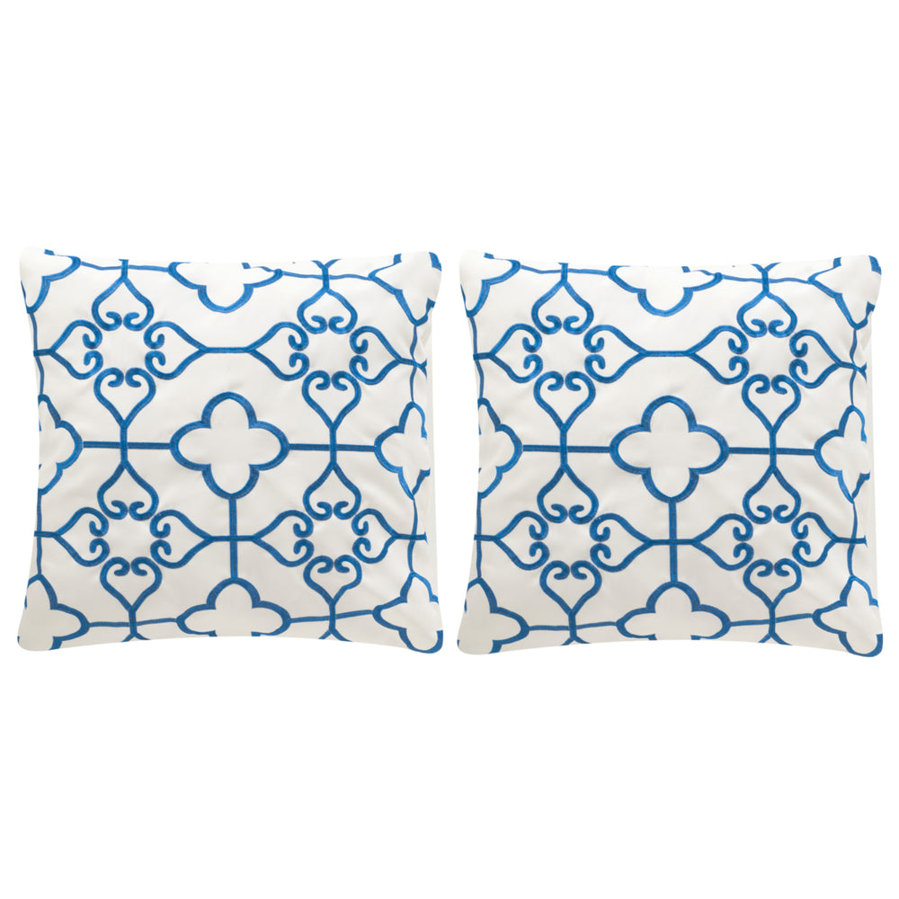 SAFAVIEH Nadia Pillow Set of 2 Royal Blue / Cream Image 2