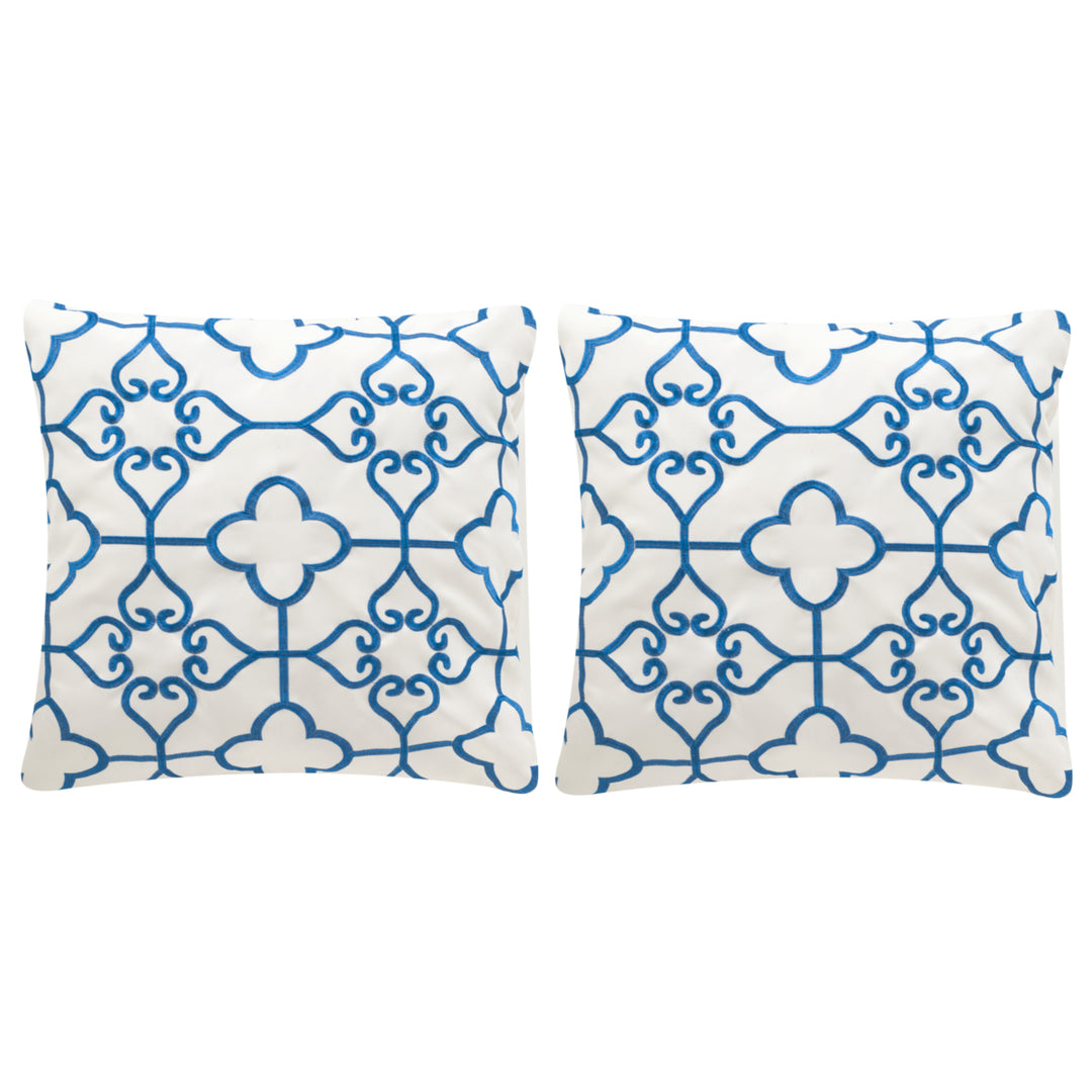 SAFAVIEH Nadia Pillow Set of 2 Royal Blue / Cream Image 2