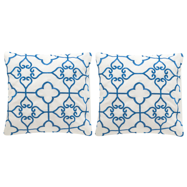 SAFAVIEH Nadia Pillow Set of 2 Royal Blue / Cream Image 2