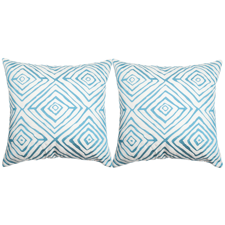 SAFAVIEH Diamonds Five Pillow Set of 2 Light Blue / Cream Image 3