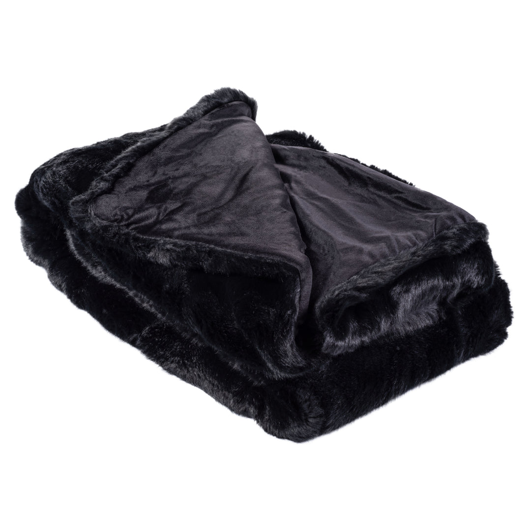 SAFAVIEH Faux Mink Throw Blanket Black Image 3