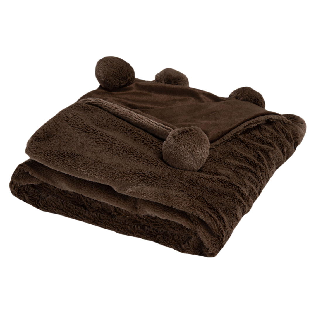 SAFAVIEH Dalson Pom Pom Throw Blanket Brown Image 1